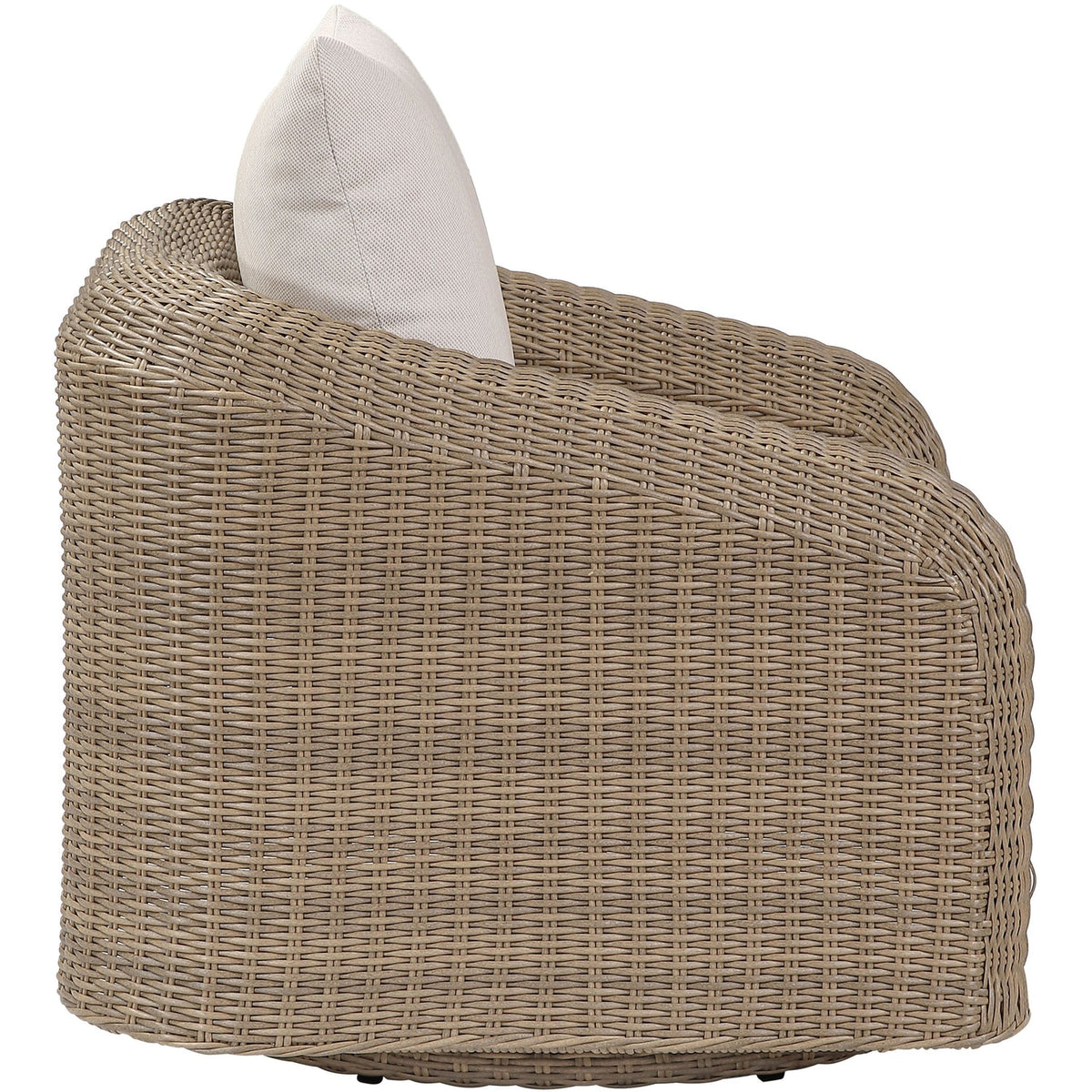 Seacrest Beige Olefin Water Resistant Fabric And Wicker Outdoor Patio Swivel Chair