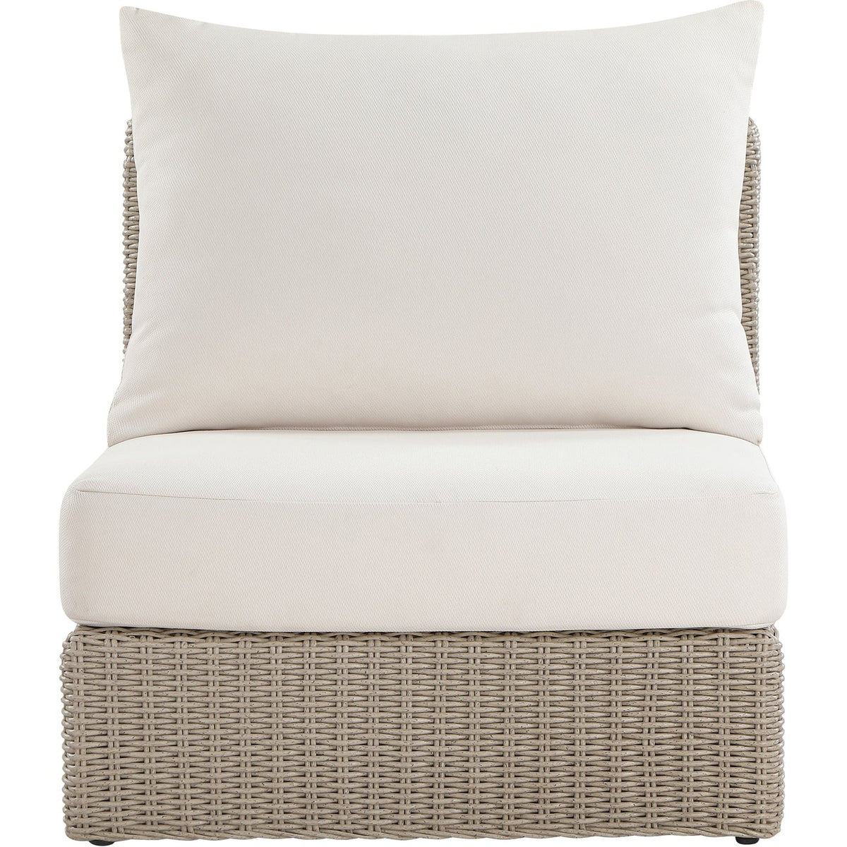 Seacrest Cream Olefin Water Resistant Fabric And Wicker Outdoor Patio Armless Chair