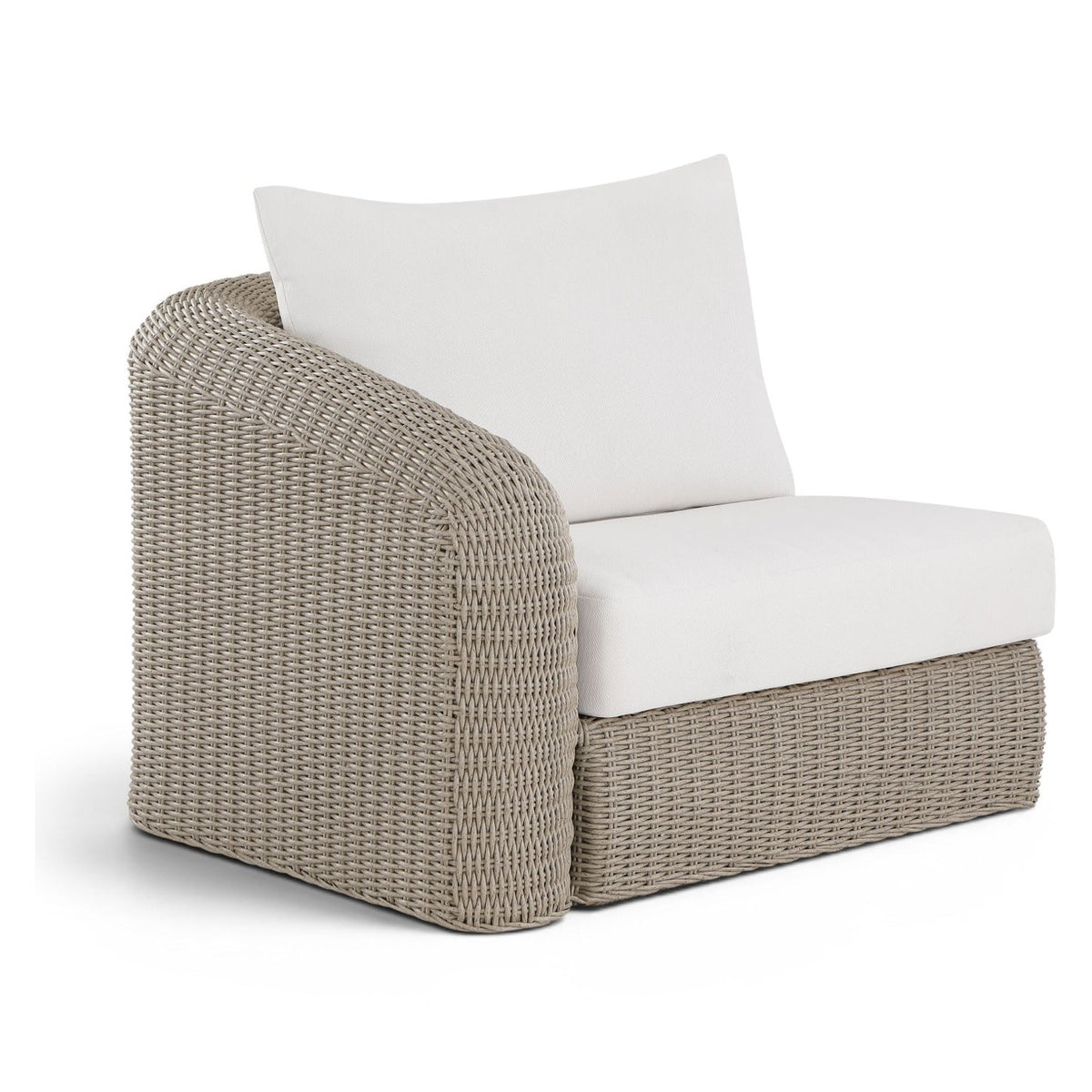 Seacrest Cream Olefin Left Arm Chair in cream olefin and wicker, primary product view