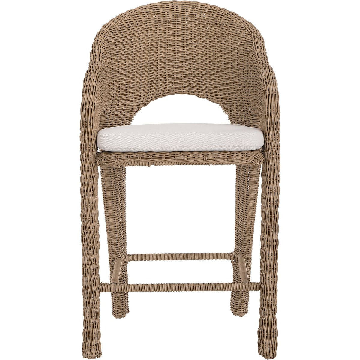 Seacrest Natural Olefin Water Resistant Fabric And Wicker Outdoor Patio Bar Stool