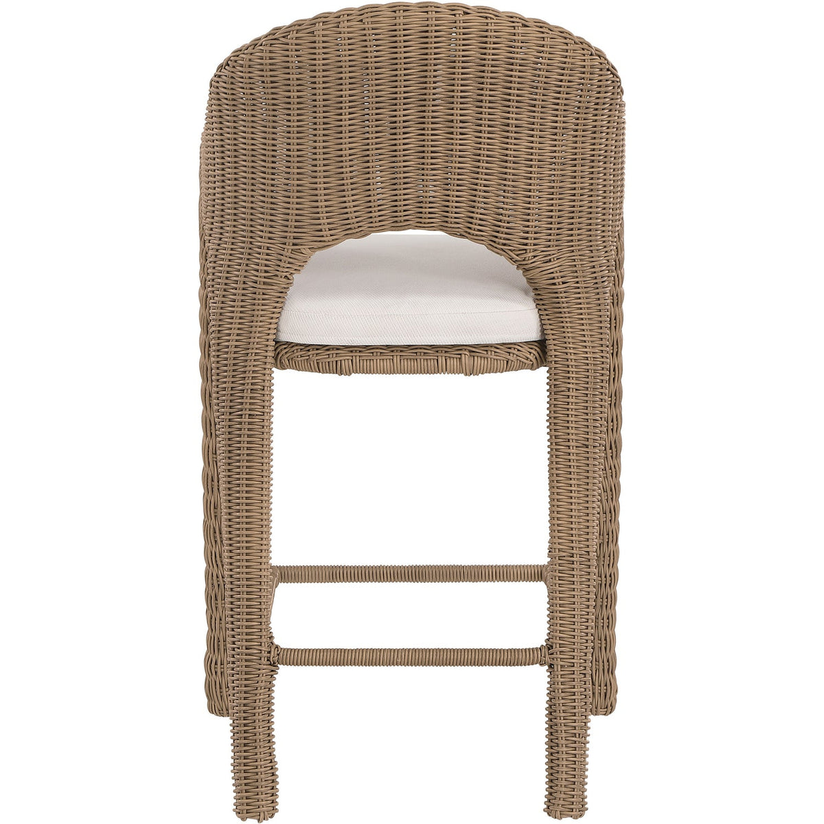 Seacrest Natural Olefin Water Resistant Fabric And Wicker Outdoor Patio Bar Stool