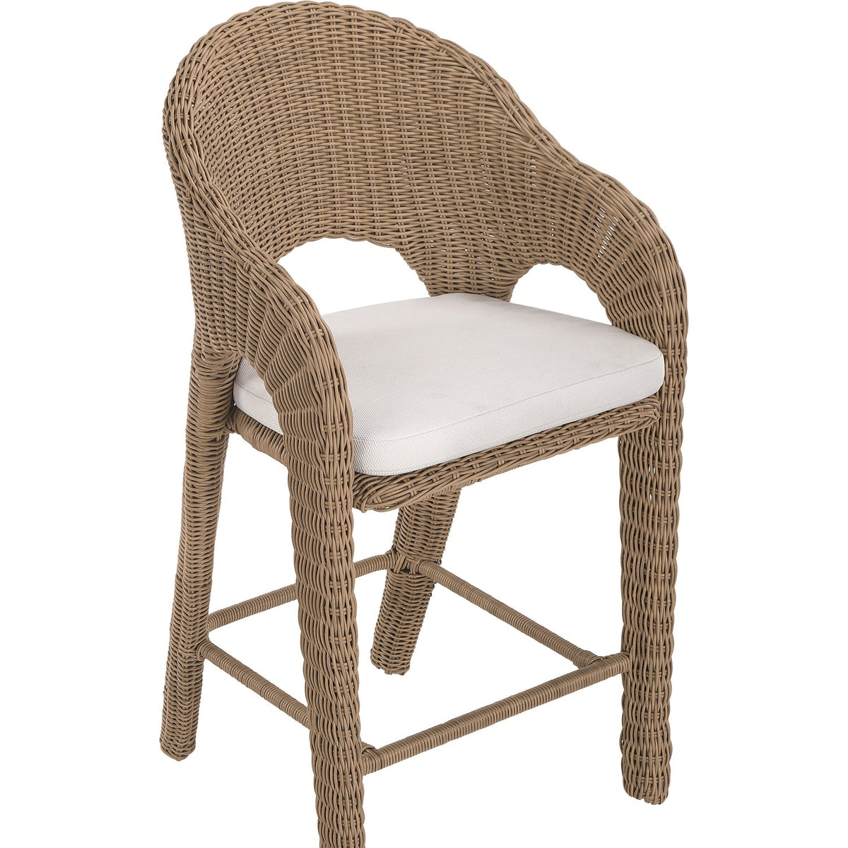 Seacrest Natural Olefin Water Resistant Fabric And Wicker Outdoor Patio Bar Stool