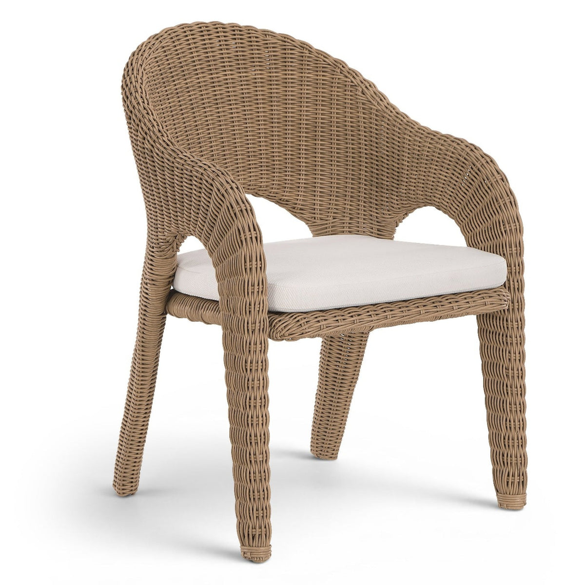 Seacrest Natural Olefin Water Resistant Fabric And Wicker Outdoor Patio Dining Chair in natural, primary product view