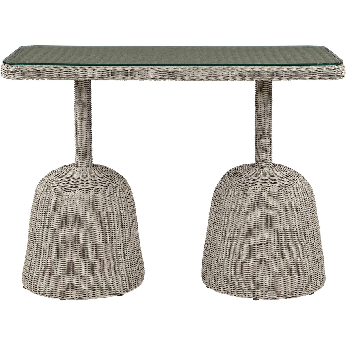 Seacrest 60in Taupe Tempered Glass Top And Wicker Outdoor Patio Bar Table