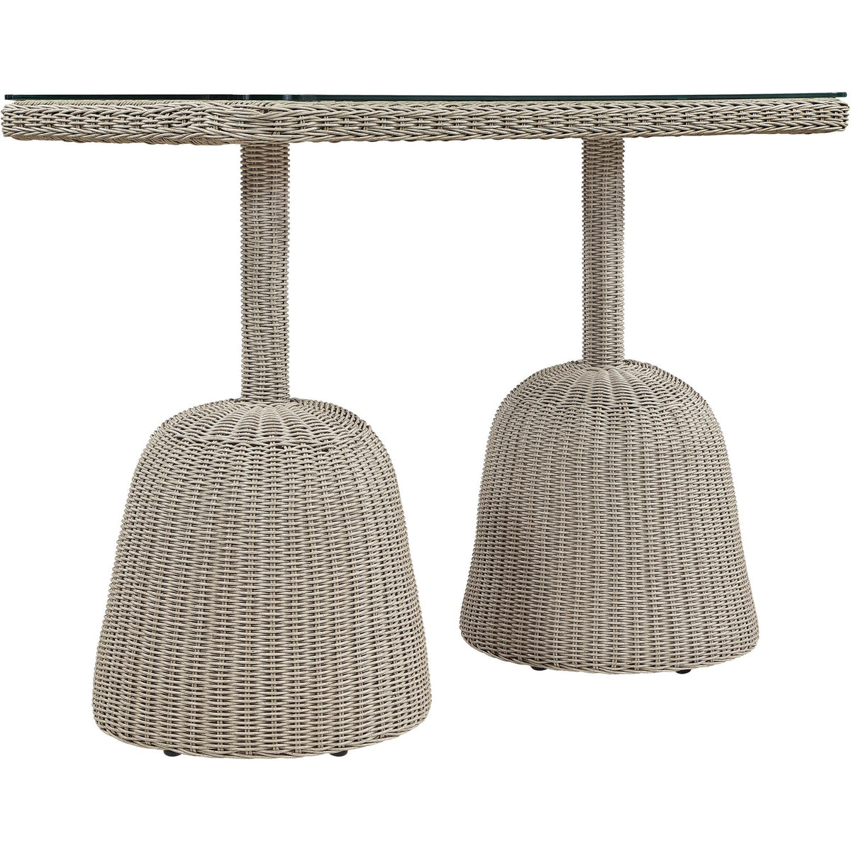 Seacrest 60in Taupe Tempered Glass Top And Wicker Outdoor Patio Bar Table