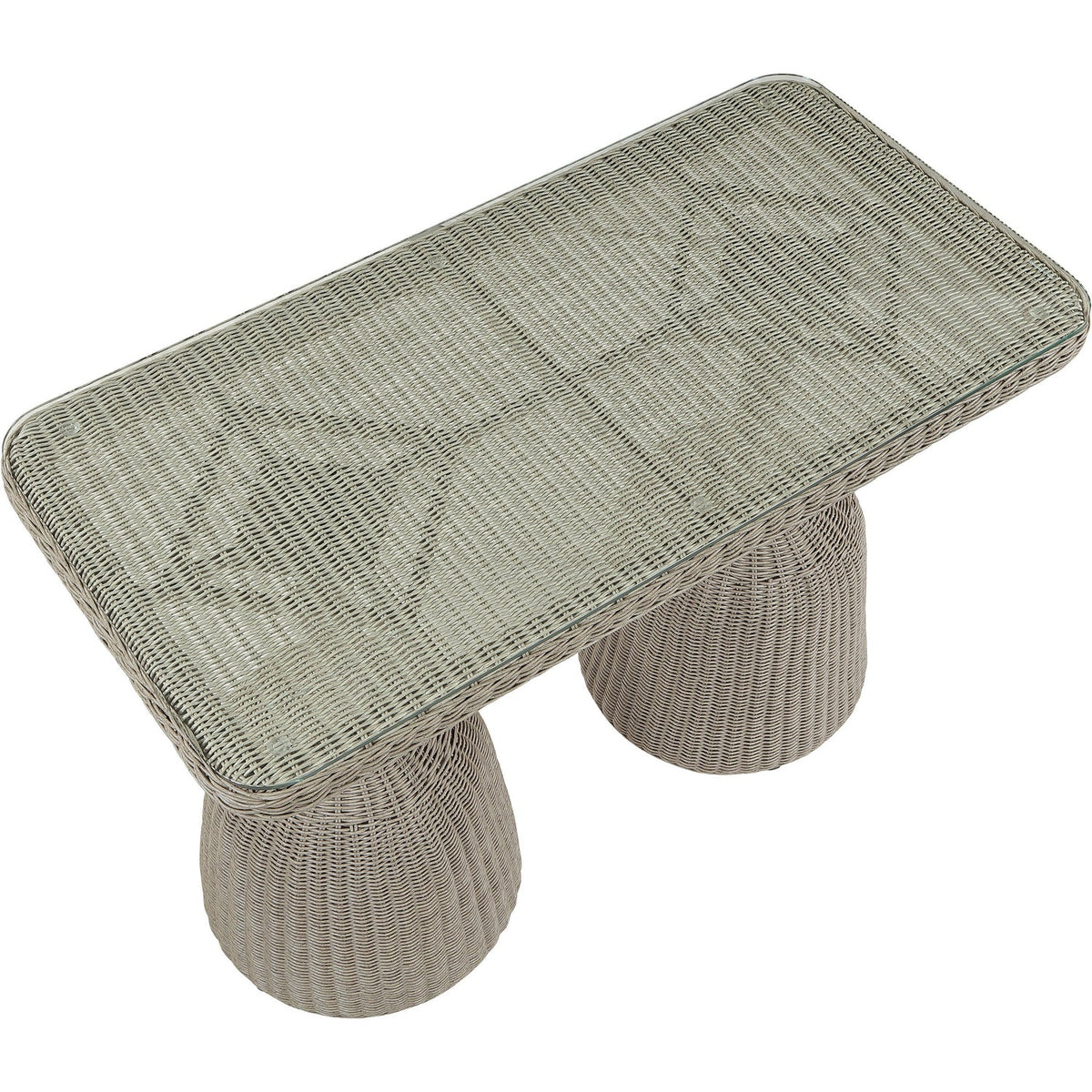 Seacrest 60in Taupe Tempered Glass Top And Wicker Outdoor Patio Bar Table