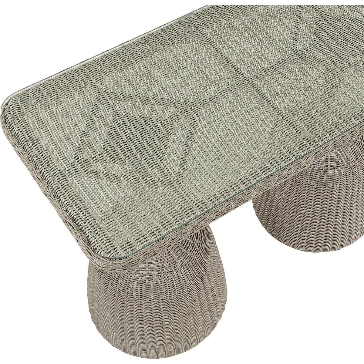 Seacrest 60in Taupe Tempered Glass Top And Wicker Outdoor Patio Bar Table