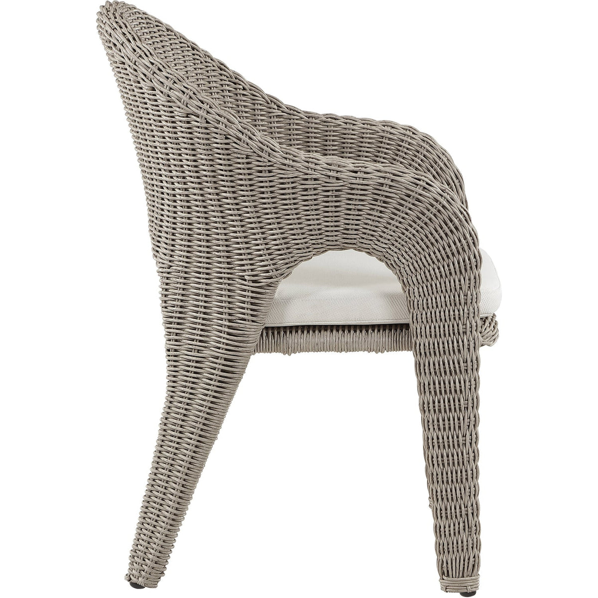 Seacrest Taupe Olefin Water Resistant Fabric And Wicker Outdoor Patio Dining Chair
