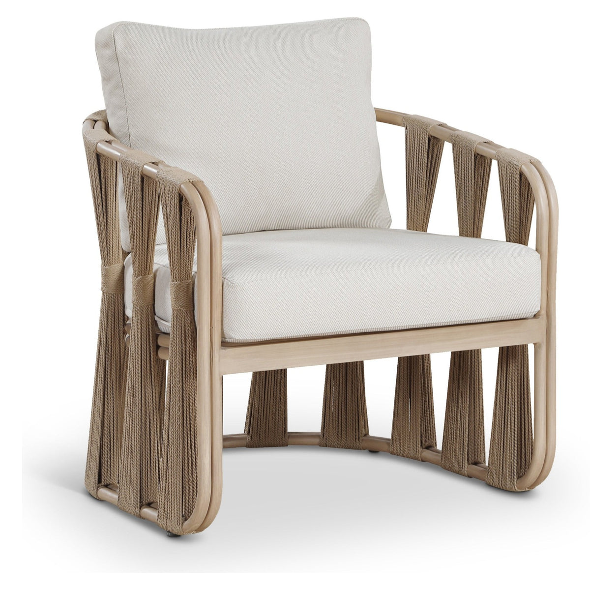 San Pietro Beige Water Resilient Fabric Upholstered Outdoor Patio Chair in beige olefin, primary product view
