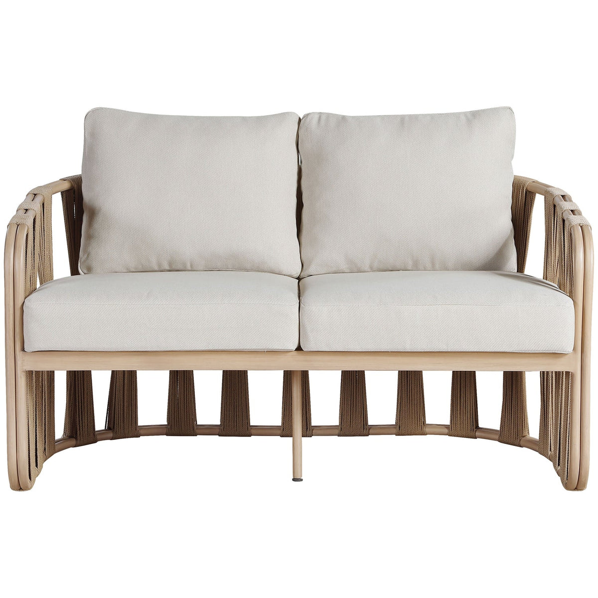 San Pietro 60.5in Beige Water Resilient Fabric Upholstered Outdoor Patio Loveseat