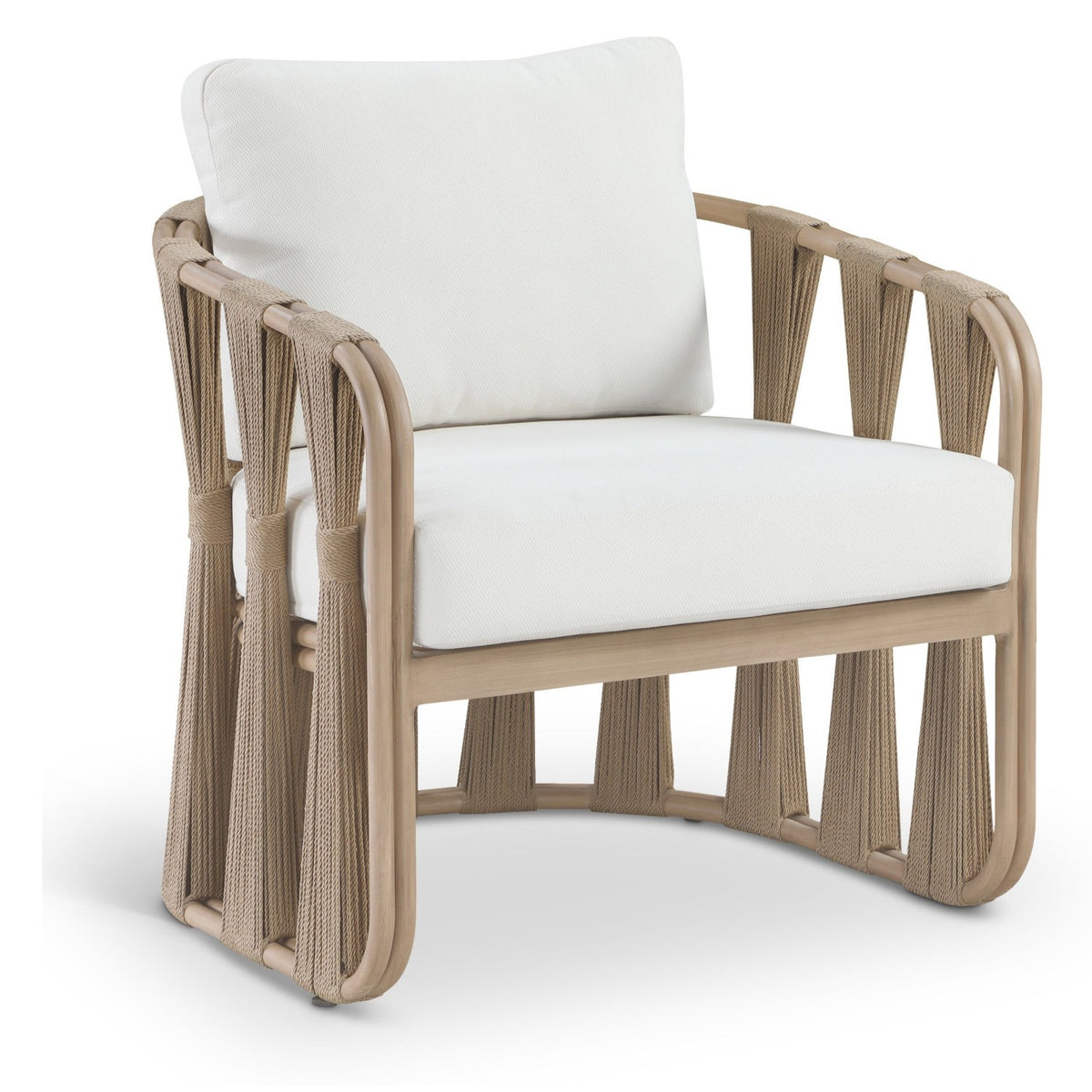 San Pietro Cream Water Resilient Fabric Upholstered Outdoor Patio Chair in cream olefin, primary product view