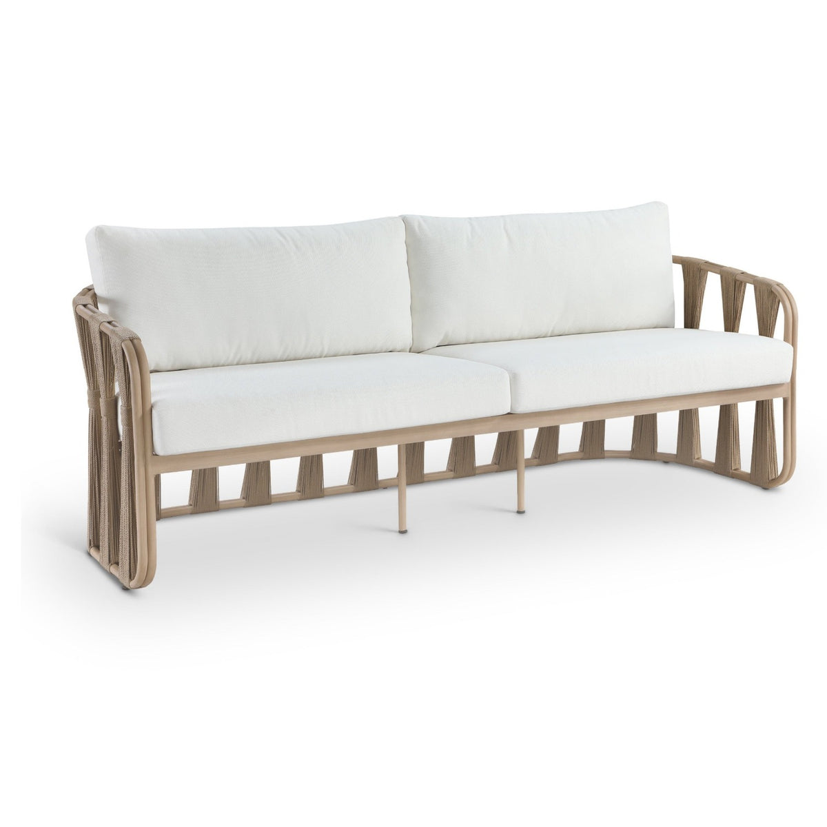 San Pietro 90.5" Cream Water Resilient Fabric Upholstered Outdoor Patio Sofa in cream olefin, primary product view