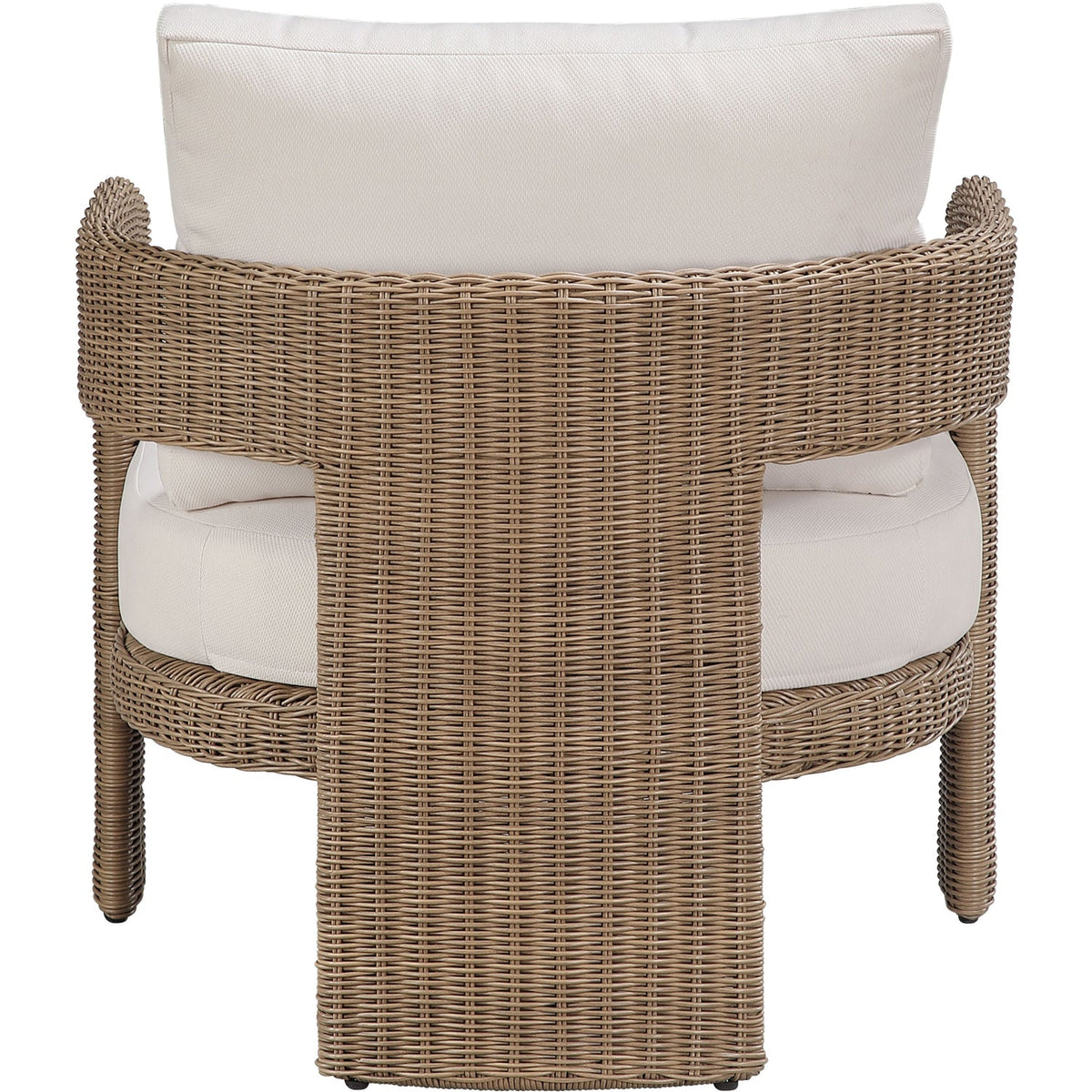 Sandbay Beige Olefin Water Resistant Fabric And Wicker Outdoor Patio Accent Chair