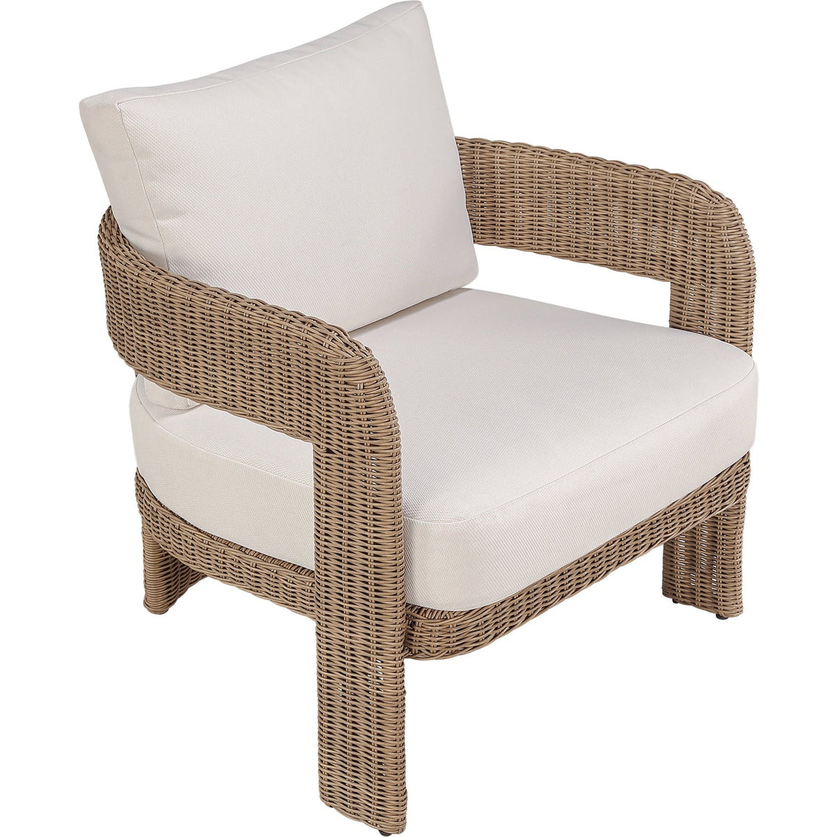Sandbay Beige Olefin Water Resistant Fabric And Wicker Outdoor Patio Accent Chair