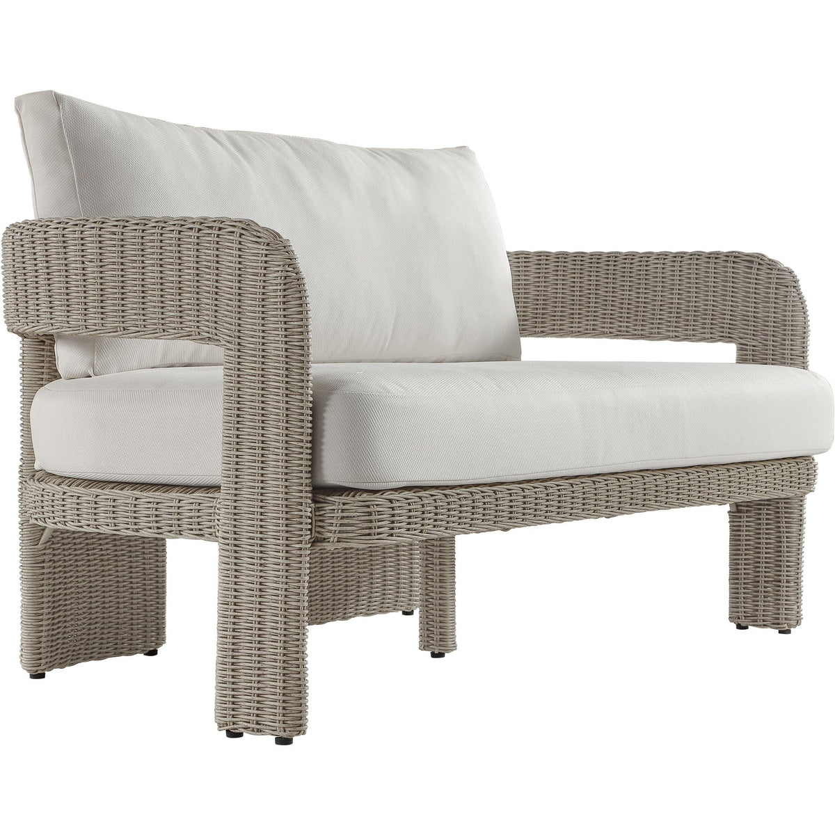 Sandbay 61.5in Cream Olefin Water Resistant Fabric And Wicker Outdoor Patio Loveseat