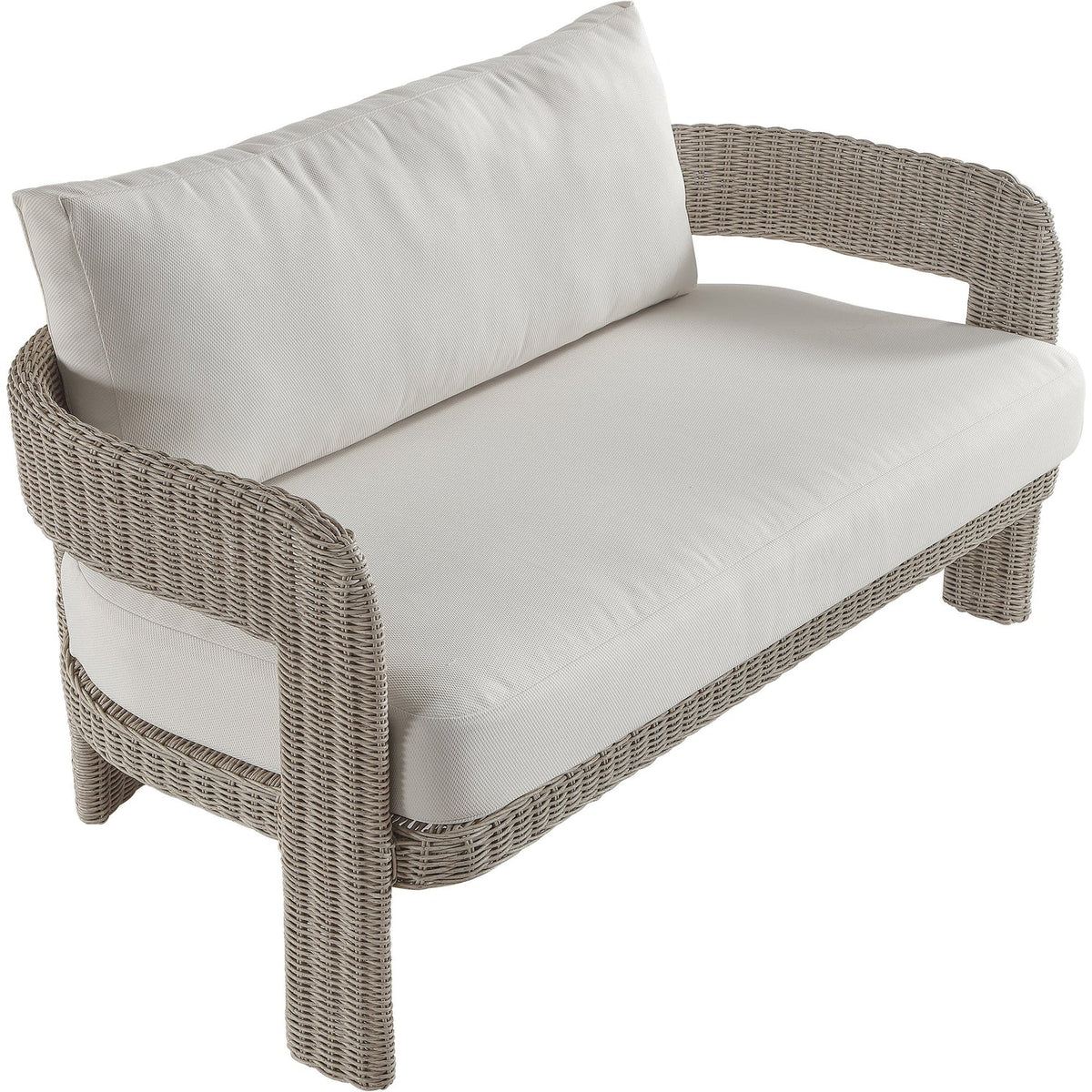 Sandbay 61.5in Cream Olefin Water Resistant Fabric And Wicker Outdoor Patio Loveseat