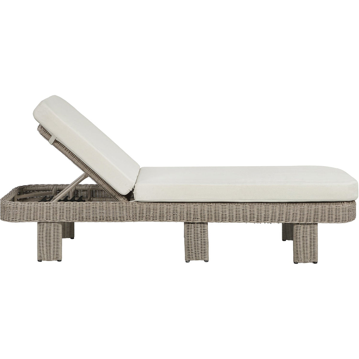 Sandbay Cream Olefin Water Resistant Fabric And Wicker Outdoor Patio Lounge Chair