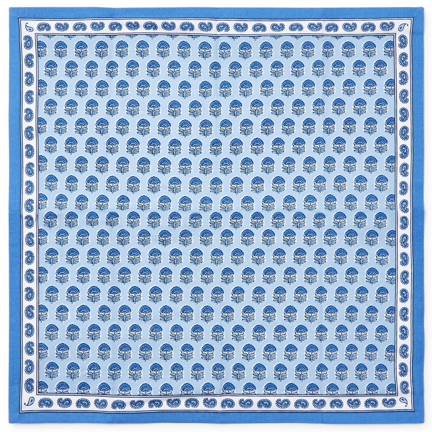 Chinoiserie Blue Block Print Cloth Napkin Set of 4