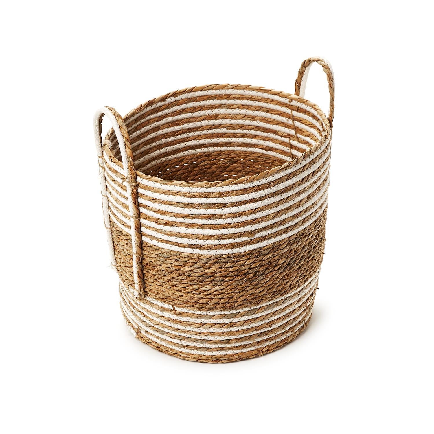 Water Hyacinth and Cotton Basket Set of 3
