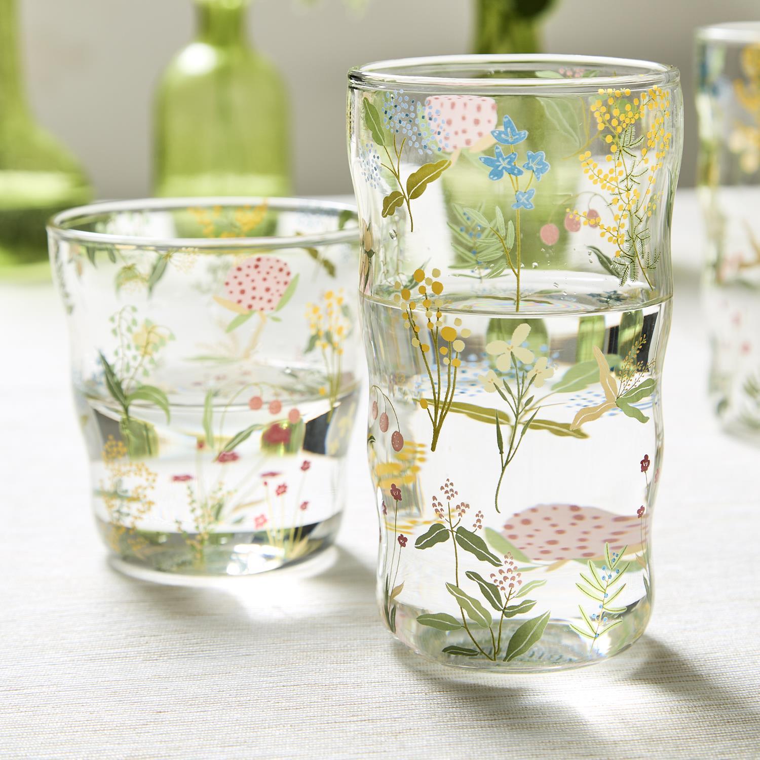 Garden Delight Double Old Fashion Drinking Glass Set of 18