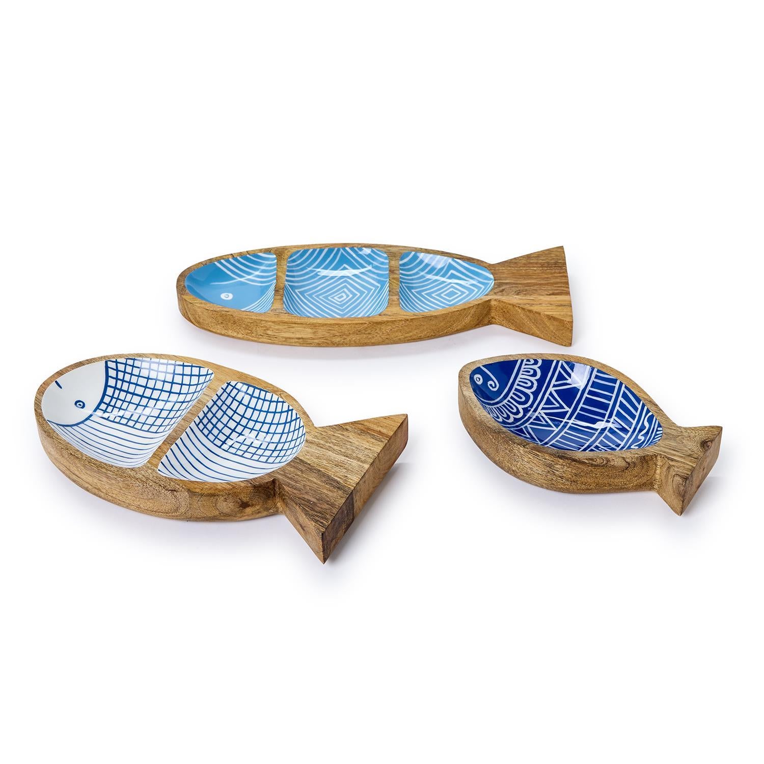 Hand-Crafted Fish Tray Set of 3