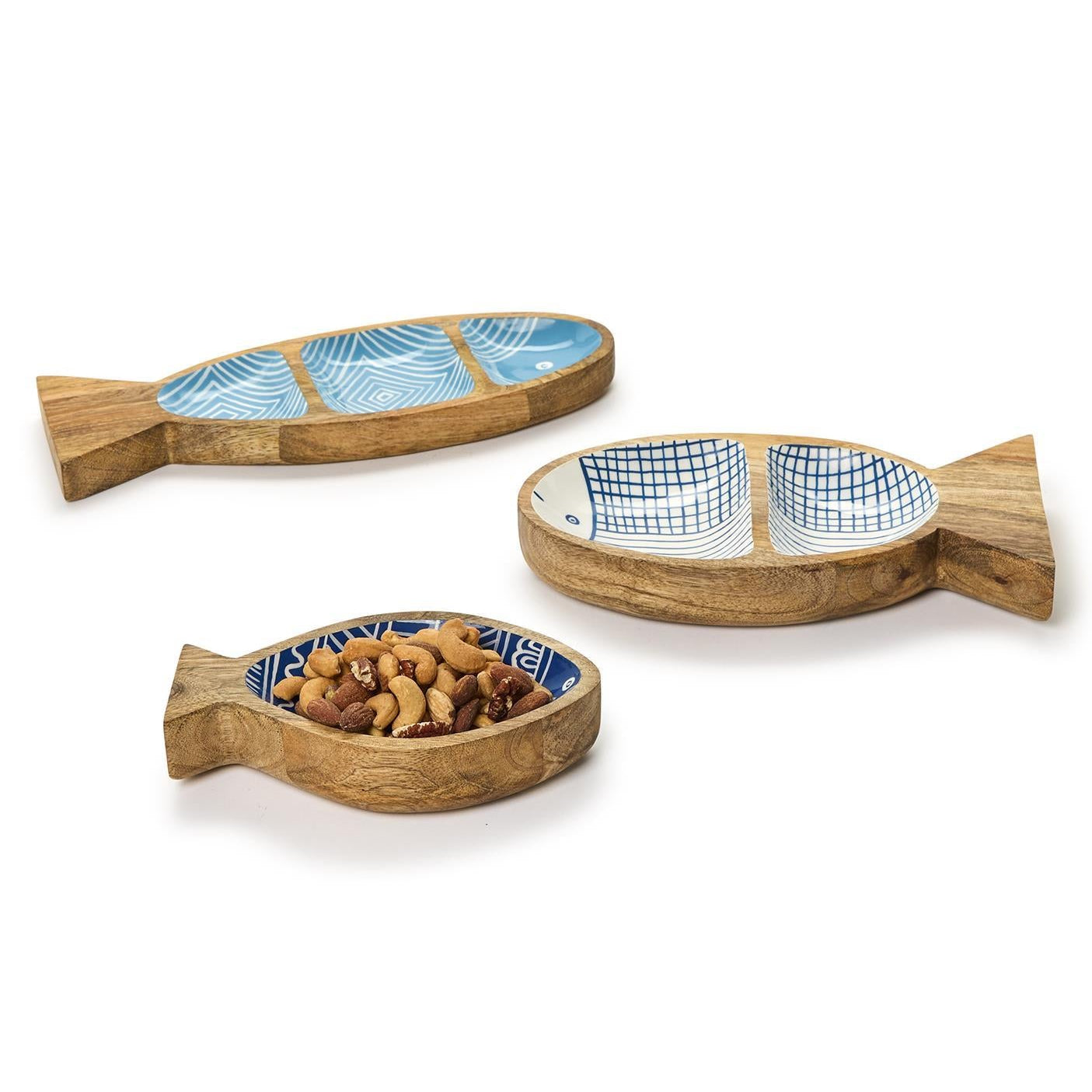 Hand-Crafted Fish Tray Set of 3