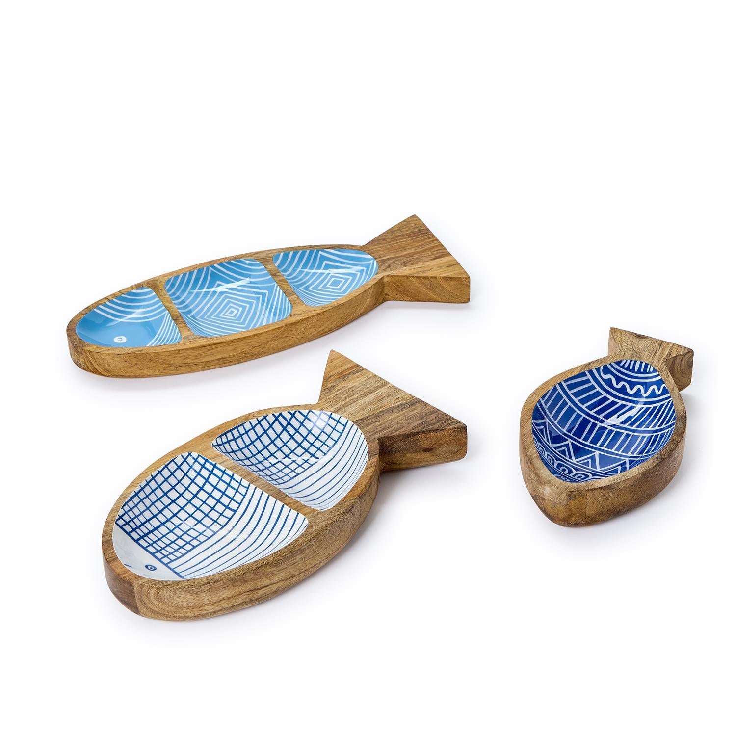 Hand-Crafted Fish Tray Set of 3