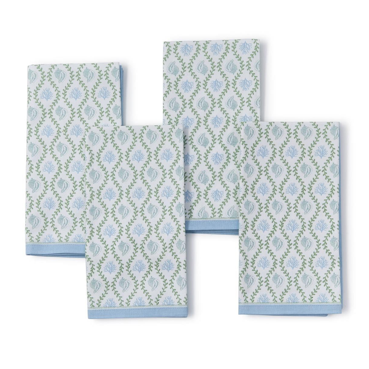 Coral Reef Block Print Cloth Napkin Set of 4