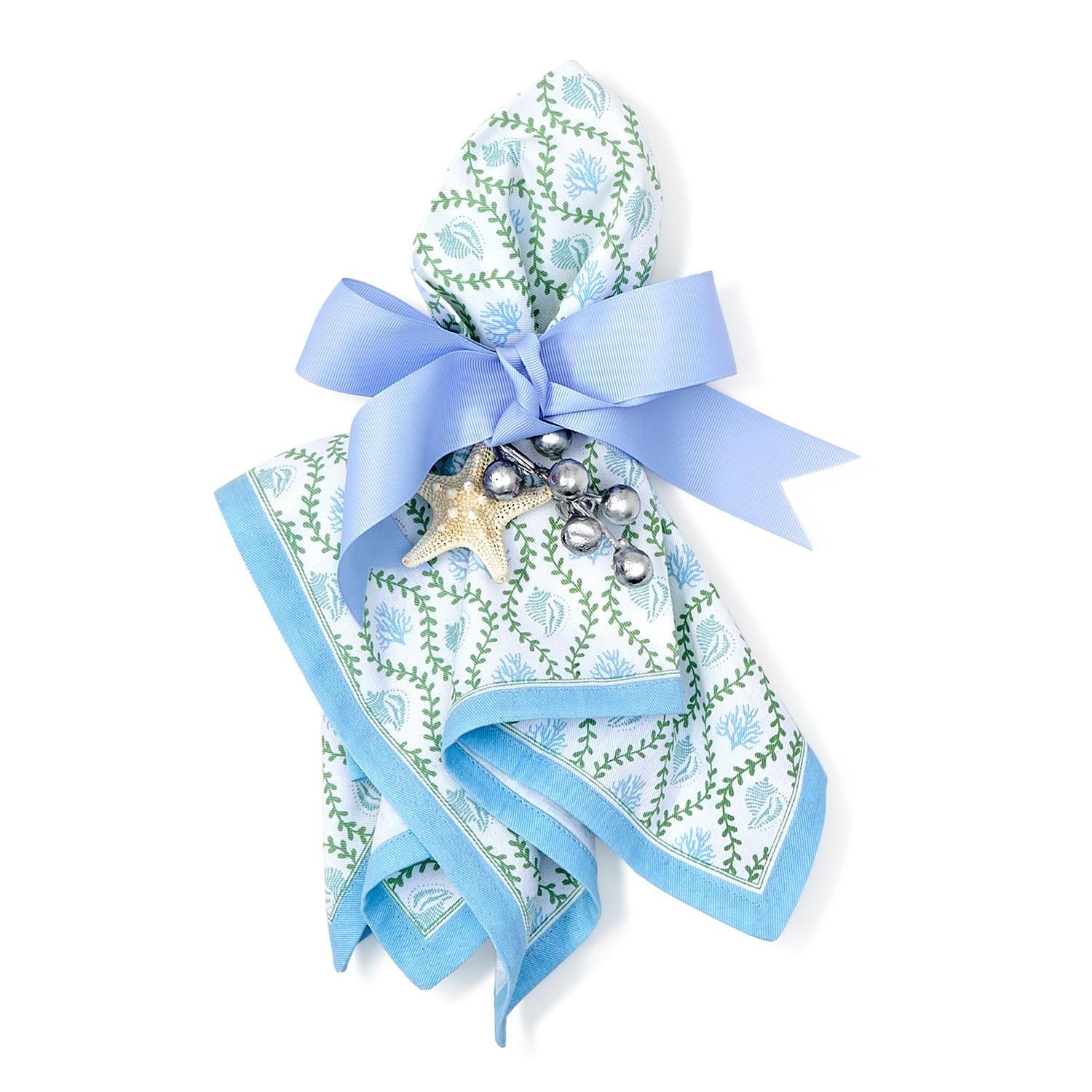 Coral Reef Block Print Cloth Napkin Set of 4