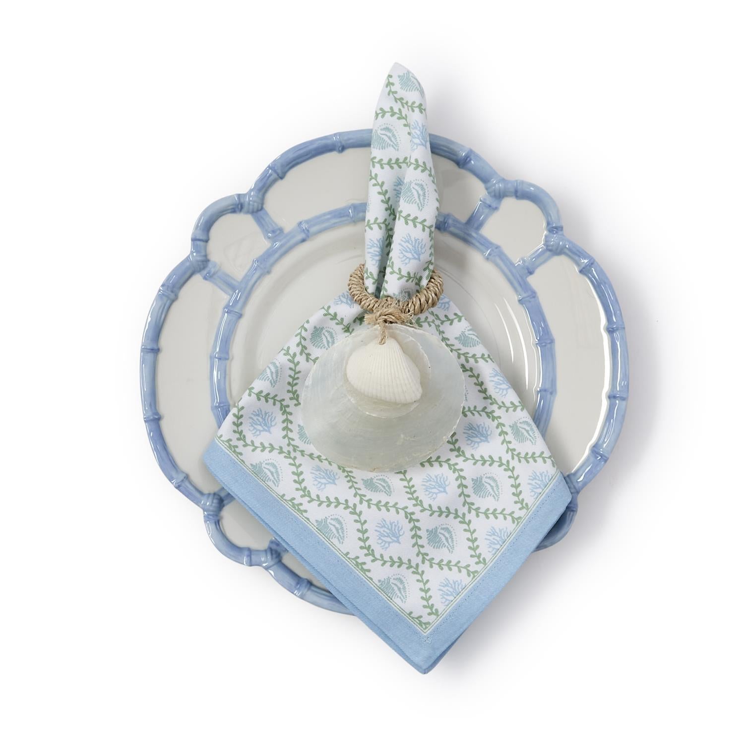 Coral Reef Block Print Cloth Napkin Set of 4