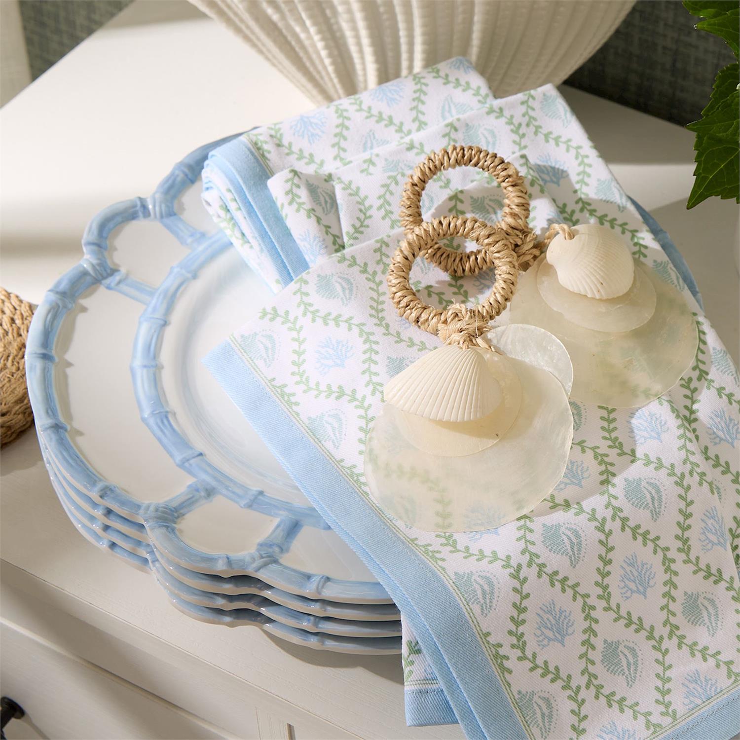 Coral Reef Block Print Cloth Napkin Set of 4