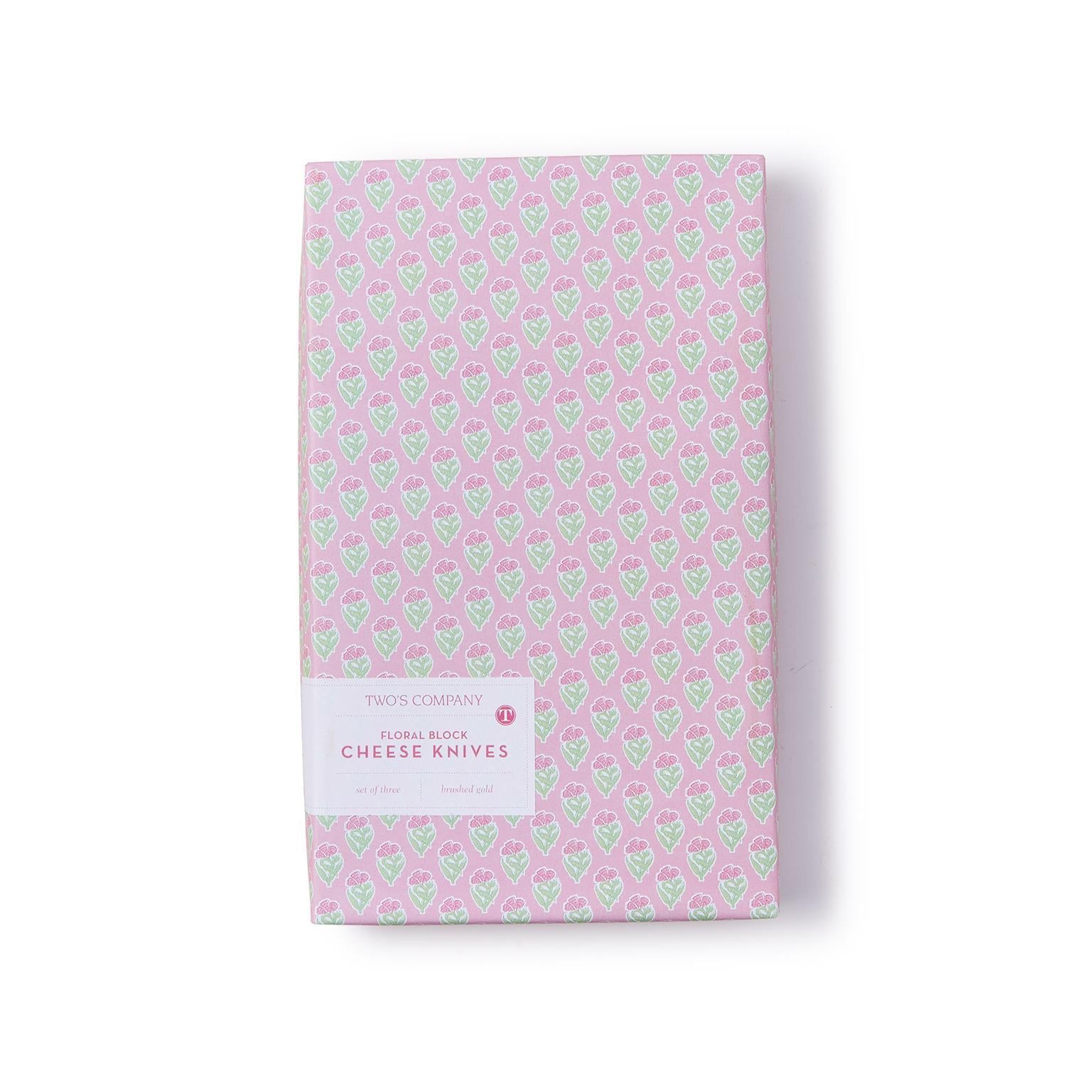 Floral Block Print Cheese Knives Set of 3