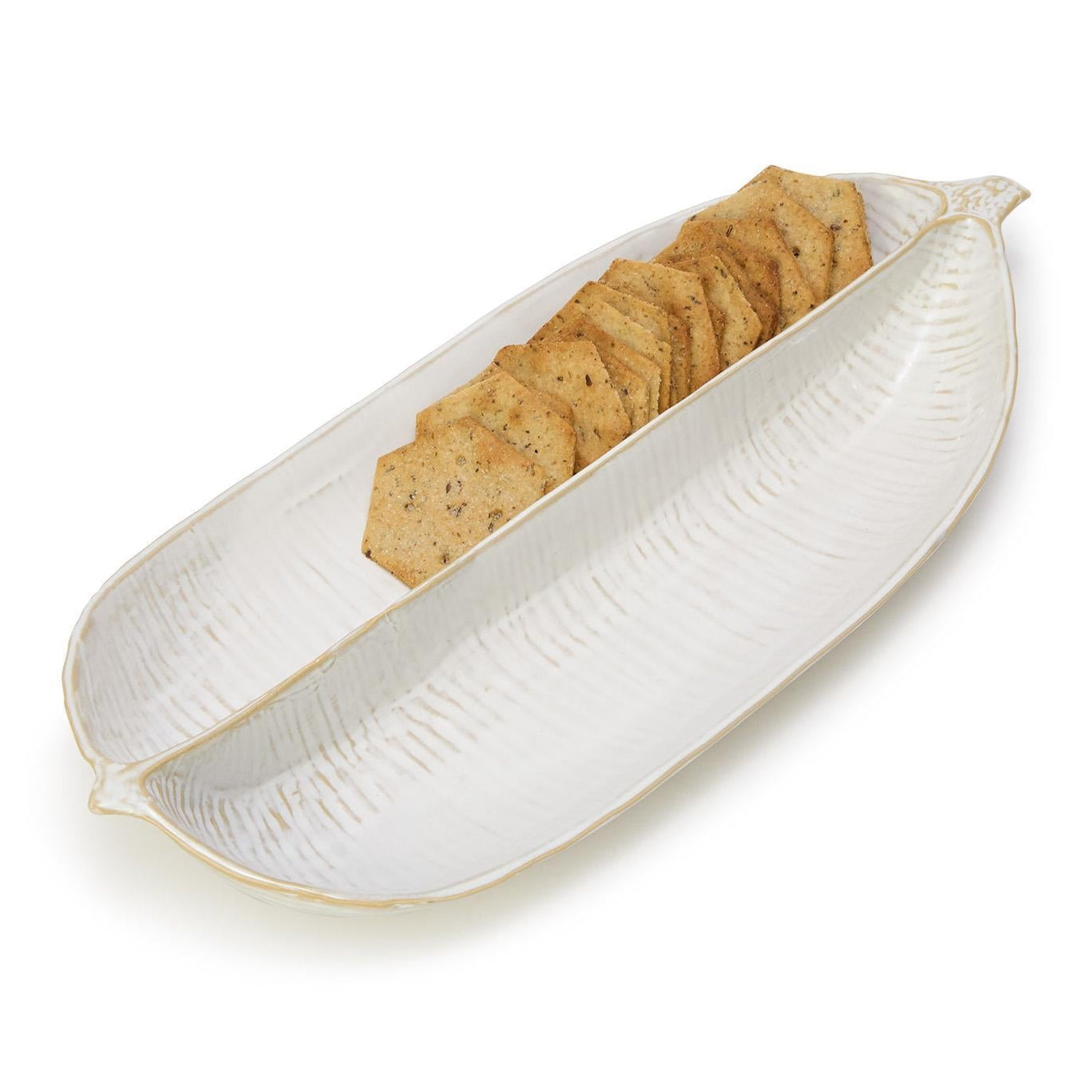 Artisanal White 2 Section Divided Server/Tray