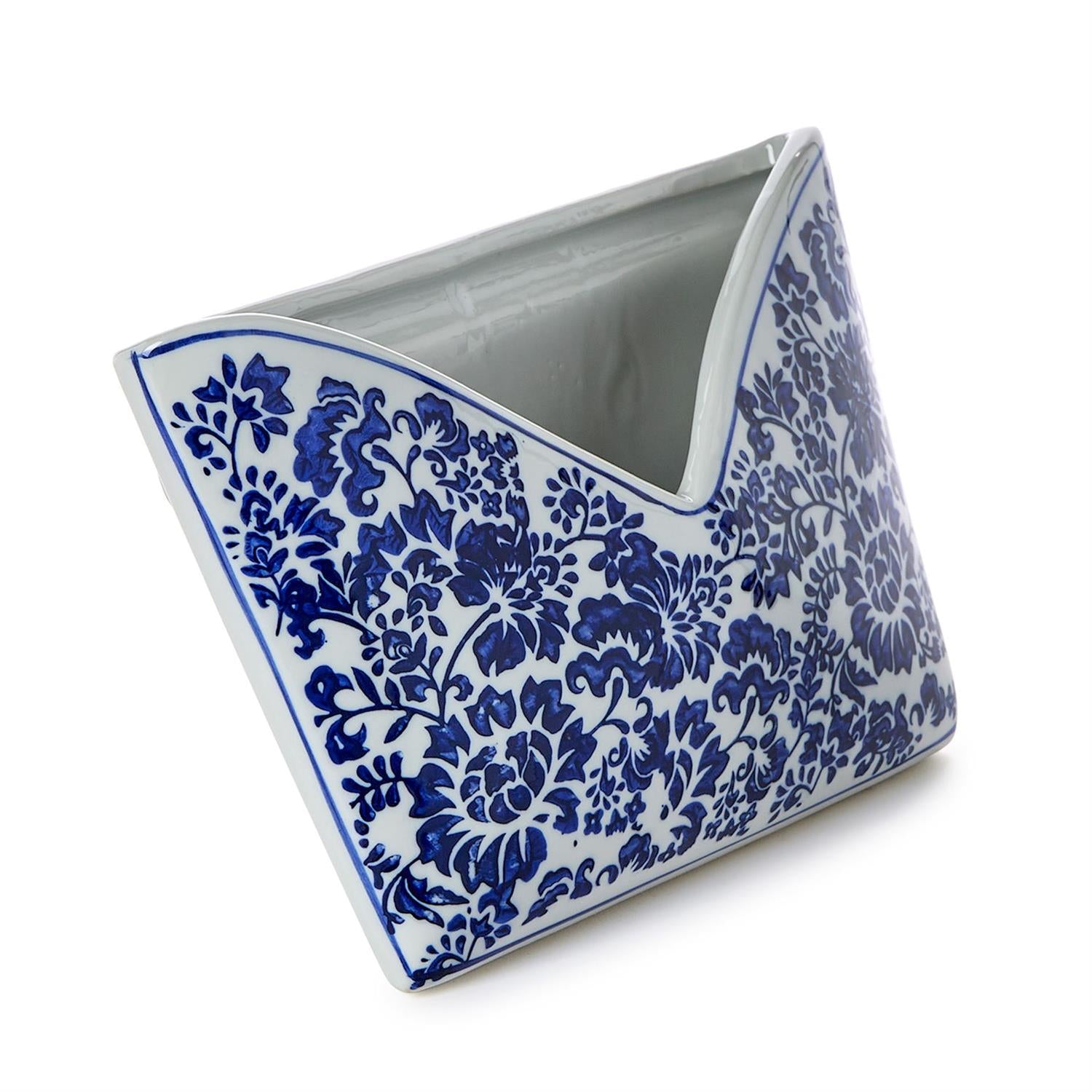 Chinoiserie Blue and White Floral Letter Holder