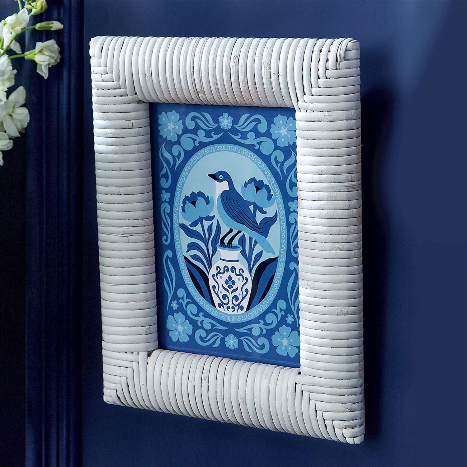 Chinoiserie Blue and White Framed Wall Art Set of 4