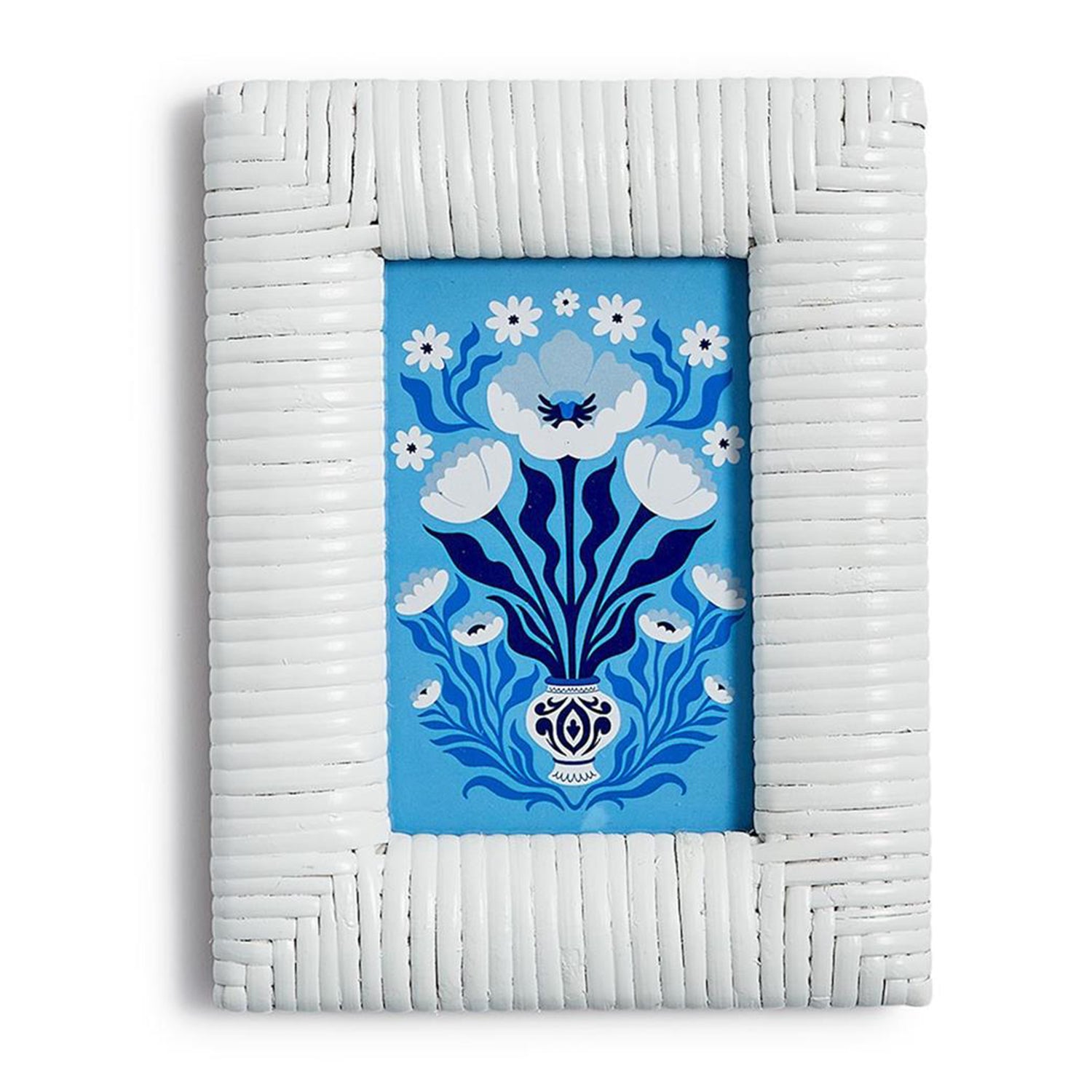 Chinoiserie Blue and White Framed Wall Art Set of 4