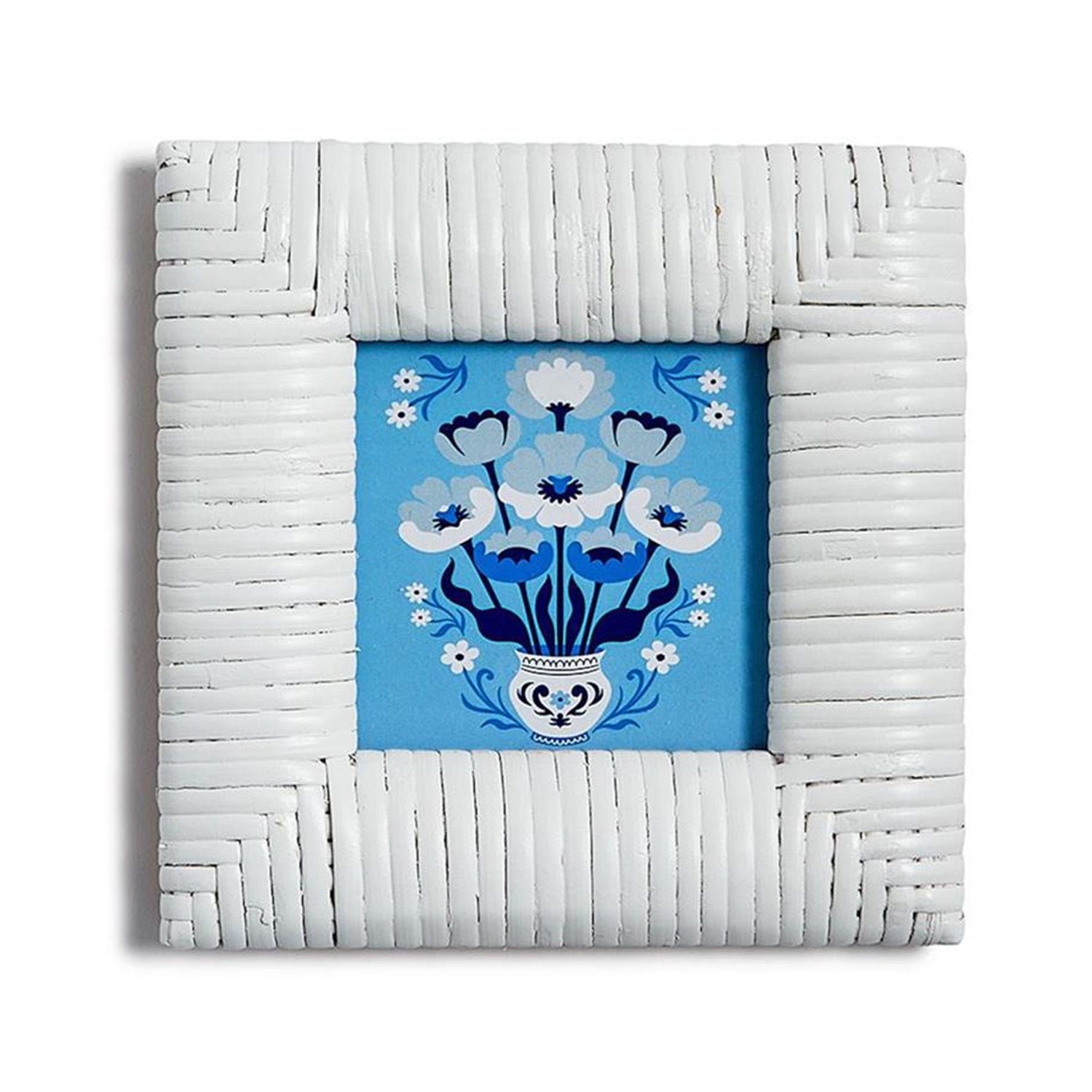 Chinoiserie Blue and White Framed Wall Art Set of 4