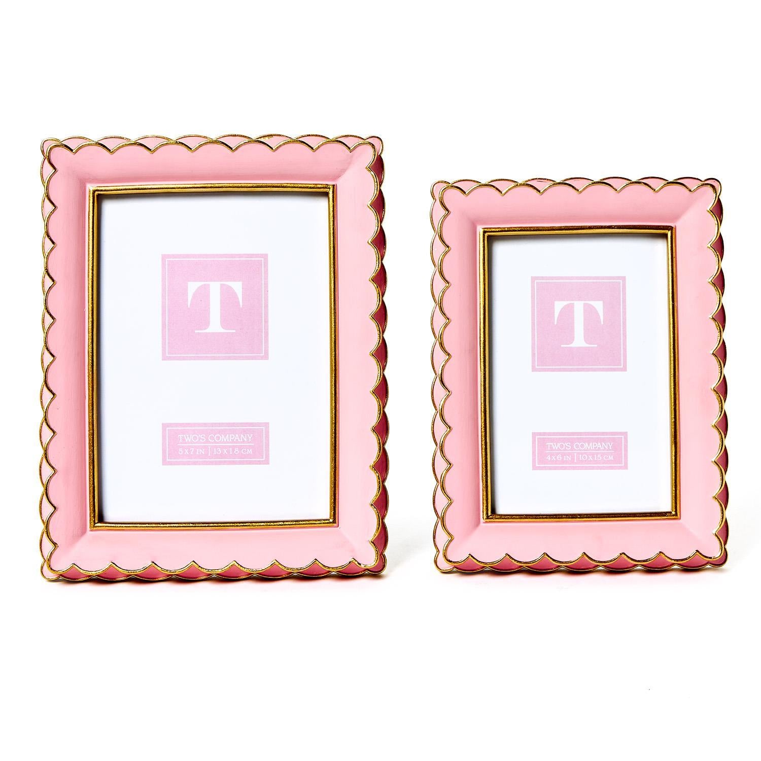 Pink Scalloped Picture Frame Set of 2