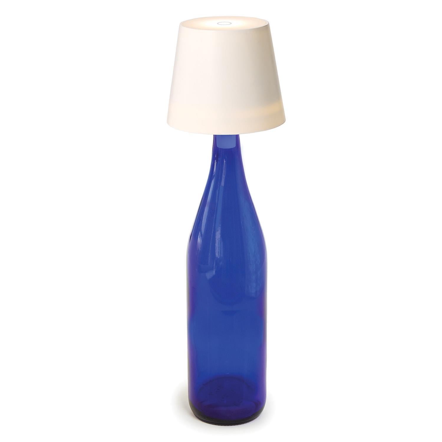 LED Portable Cordless White Lampshade Bottle Lamp