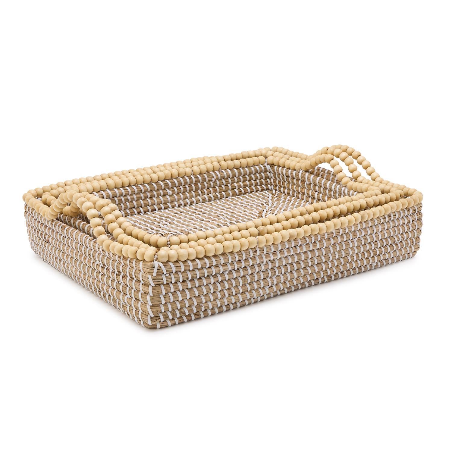 Natural Seagrass Rectangle Tray Set of 3