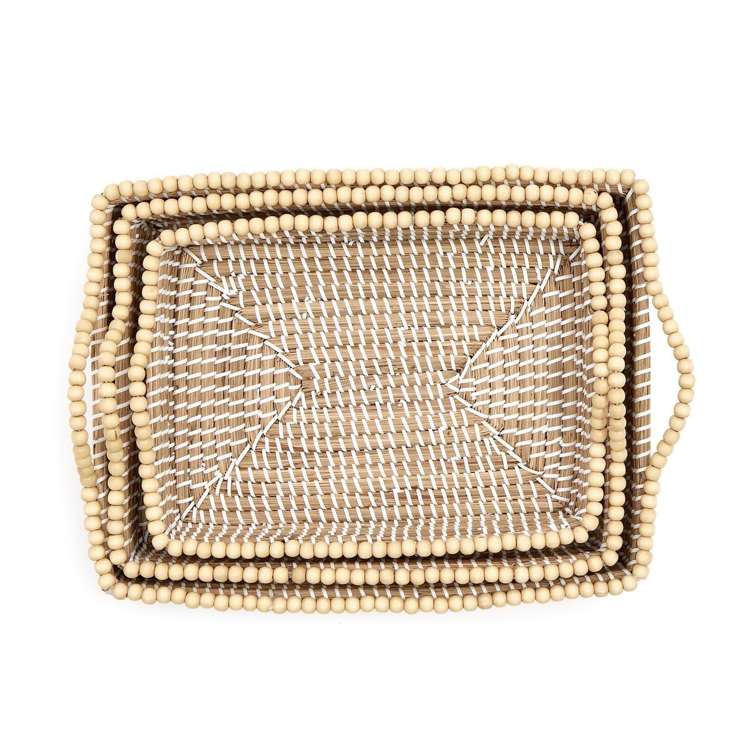 Natural Seagrass Rectangle Tray Set of 3