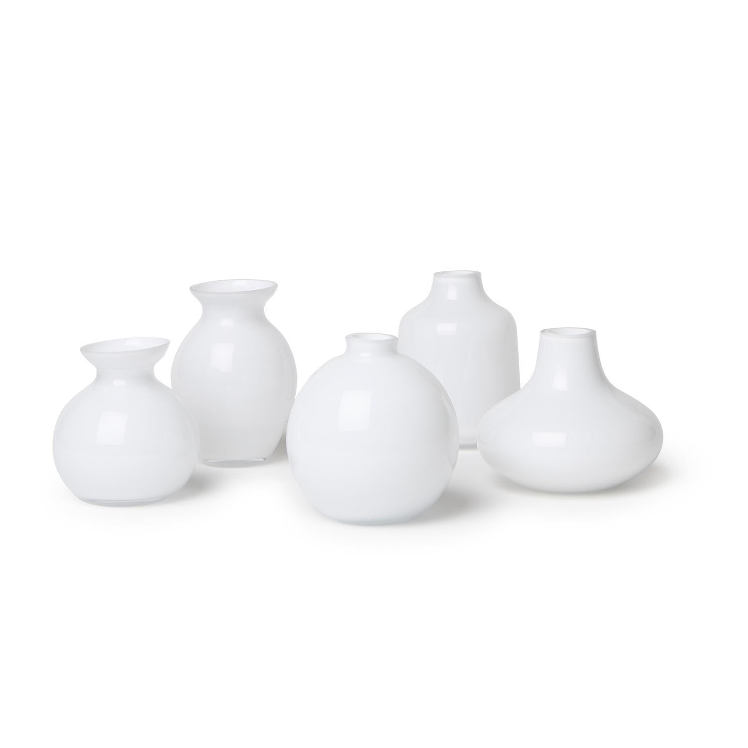 Milky White Glass Vase Set of 5