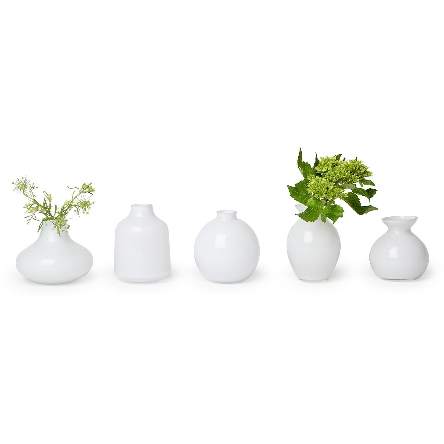 Milky White Glass Vase Set of 5
