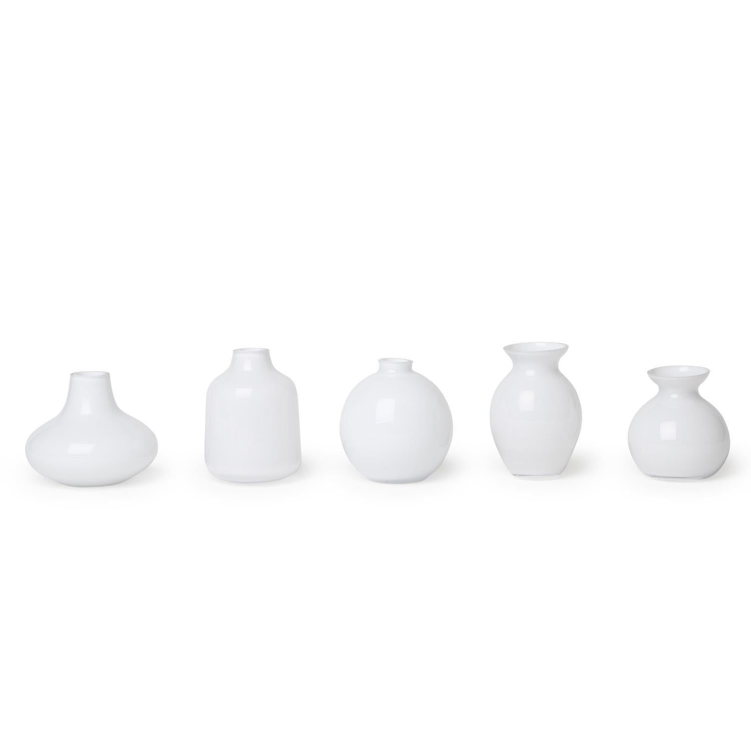 Milky White Glass Vase Set of 5
