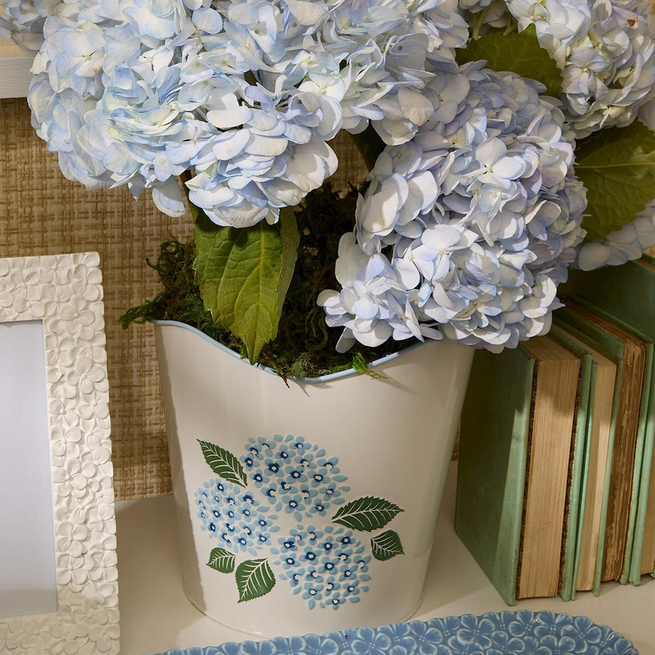 Hydrangea Blue Flower Cachepot Set of 2