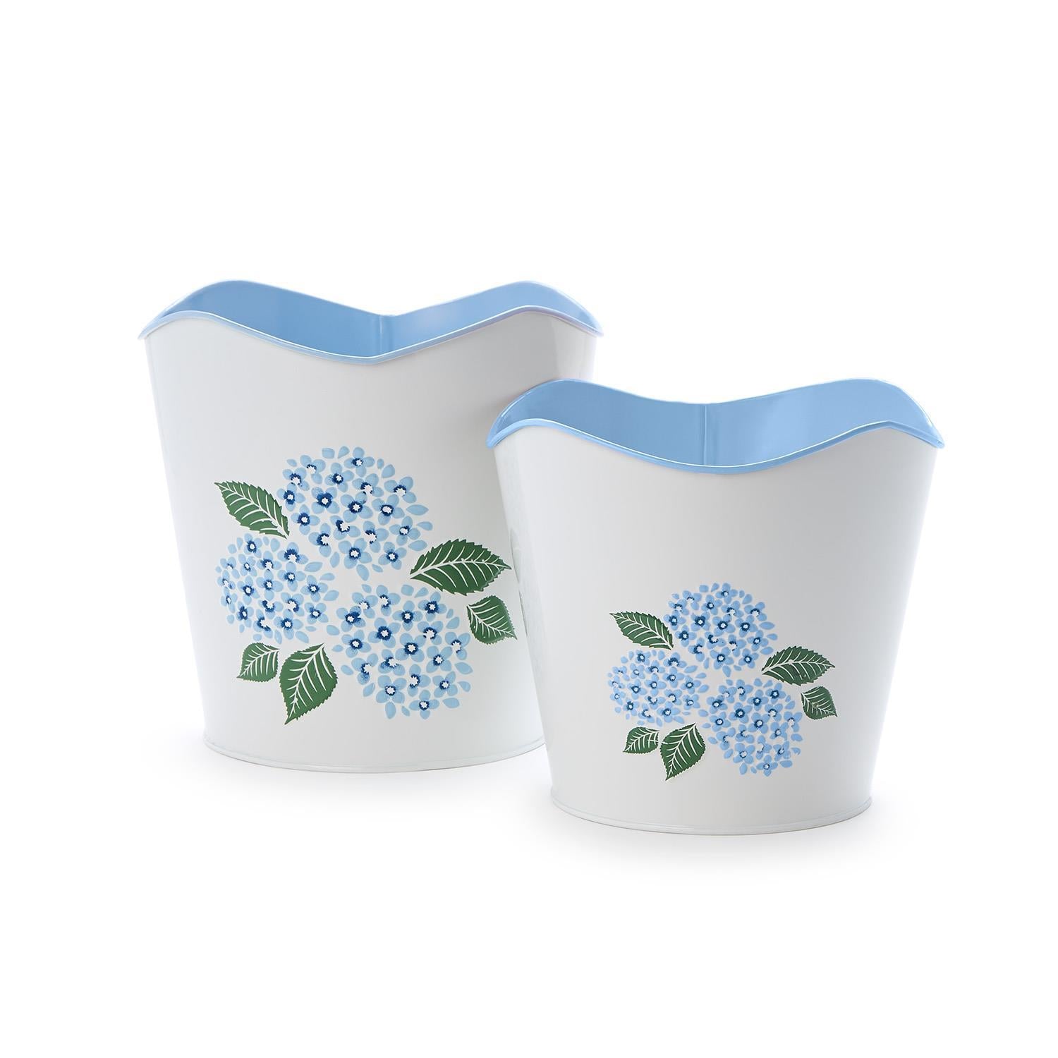 Hydrangea Blue Flower Cachepot Set of 2