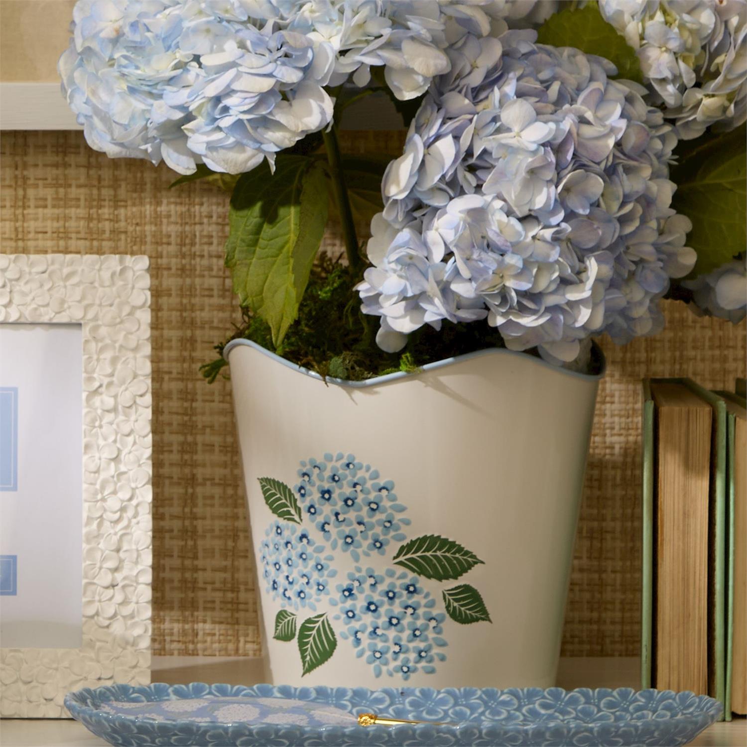 Hydrangea Blue Flower Cachepot Set of 2