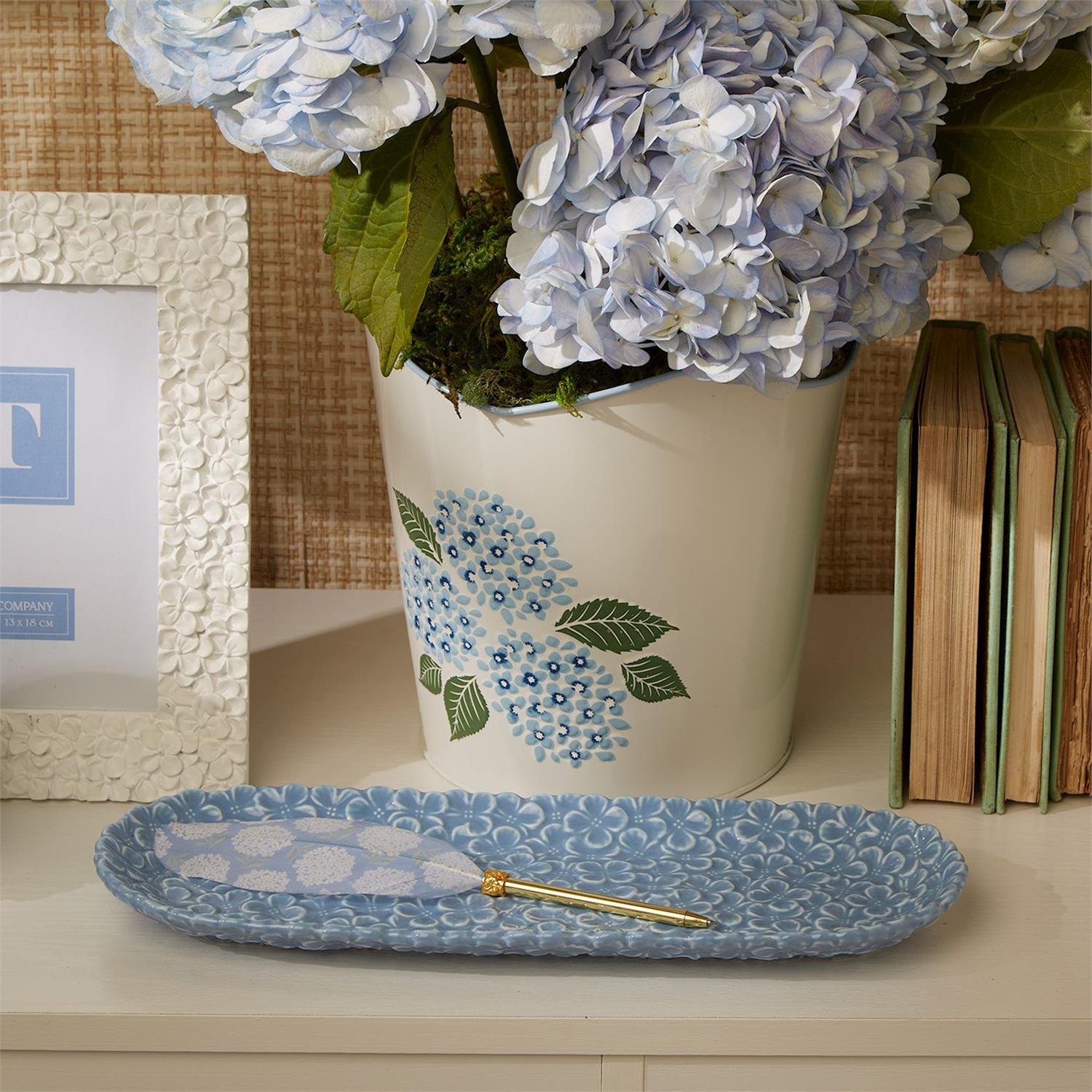 Hydrangea Blue Flower Cachepot Set of 2