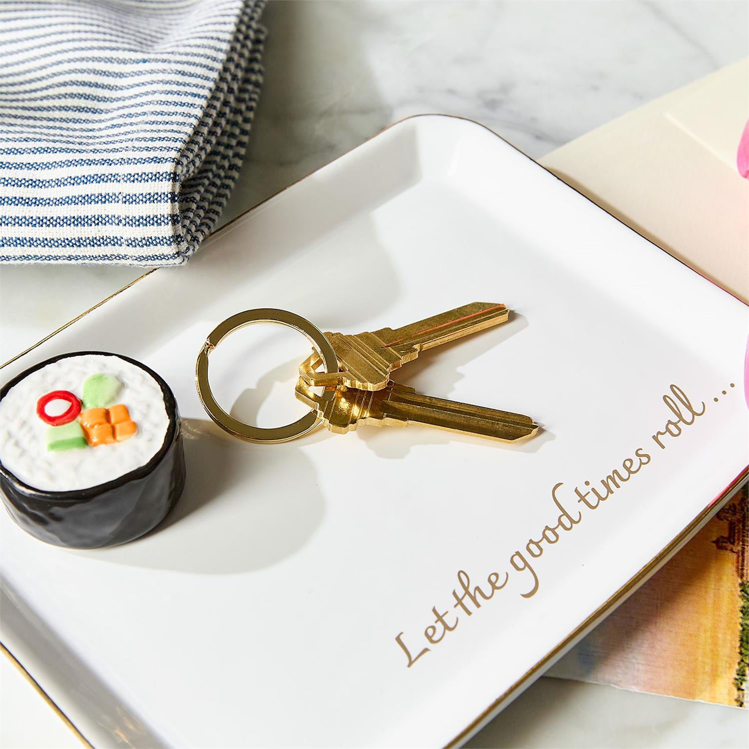 Sushi Icon Trinket Tray with Saying in Gift Box