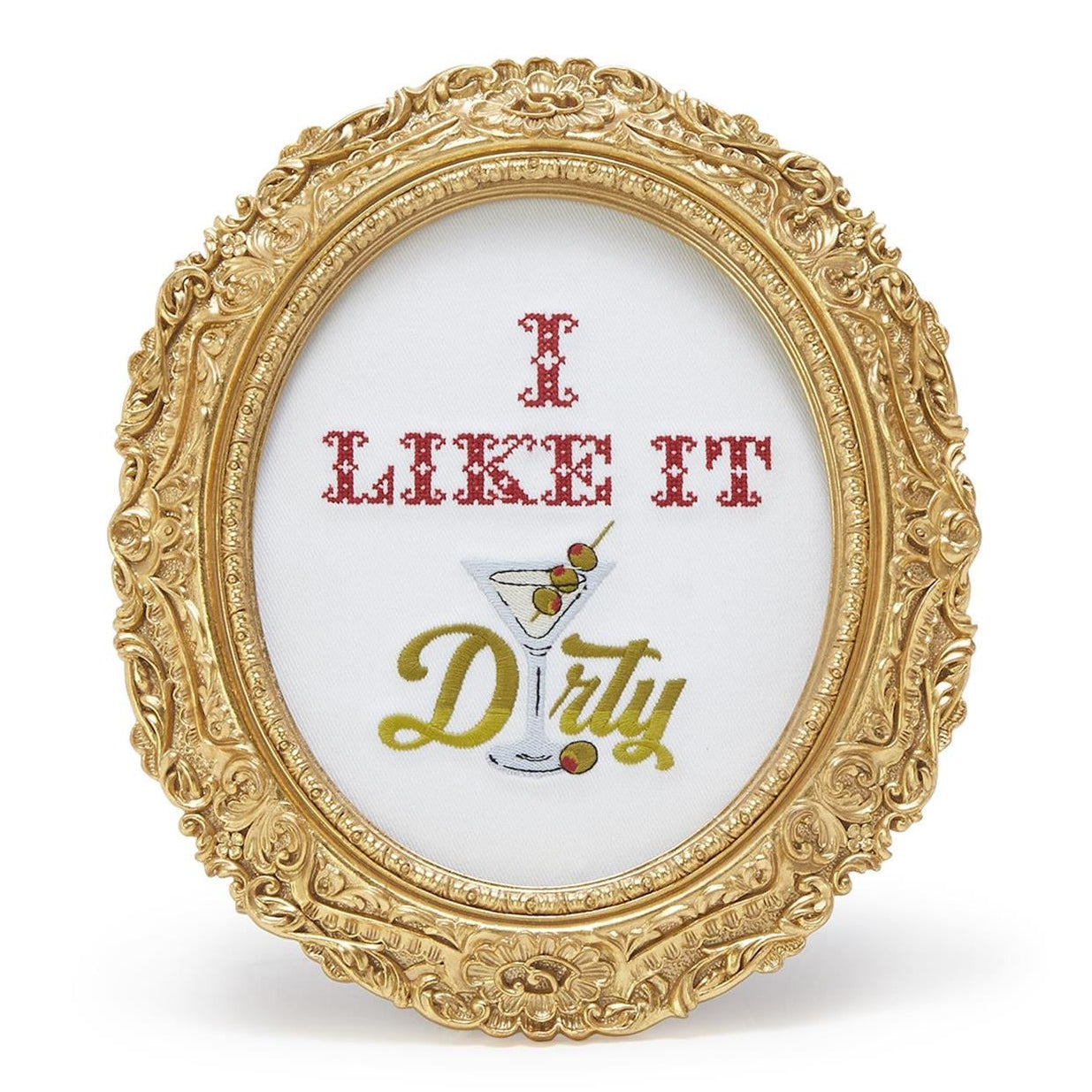 I Like it Dirty Embroidered Cross Stitch Framed Wall Art